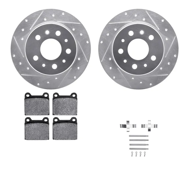 R1 Concepts WGSH1-63004 eLINE Rotor - Drilled & Slotted - Silver W/ Performance Pads